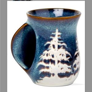 Midnight Blue Ceramic Winter Forrest Hand Warmer Mug